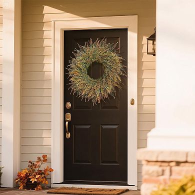 26in Fall Wreath Fern Leaves Wheat Grass Thanksgiving Decor