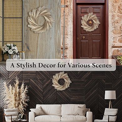 25'' Pampas Grass Wreath Faux Front Door Boho Wall Decor