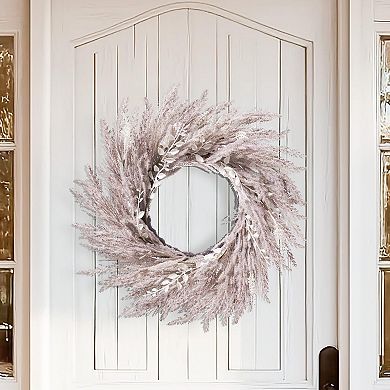 24 Inch Fall Pampas Grass Wreath Front Door Hanging Decoration