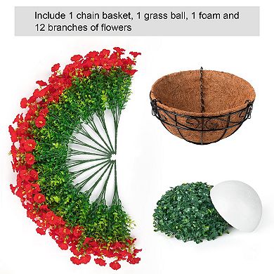 Artificial Hanging Morning Glory Basket UV Resistant Outdoor Decor