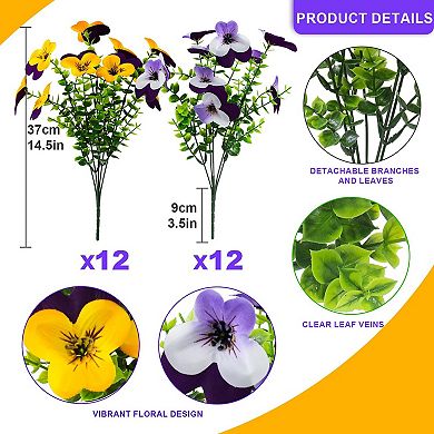 2-pack Artificial Pansies Hanging Baskets Silk Flowers Spring Decor