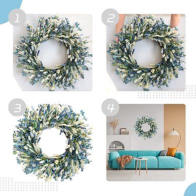 26" Lavender Flower Wreath Front Door Rustic Farmhouse Home Decor