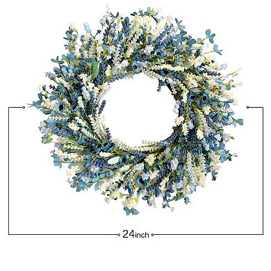26" Lavender Flower Wreath Front Door Rustic Farmhouse Home Decor