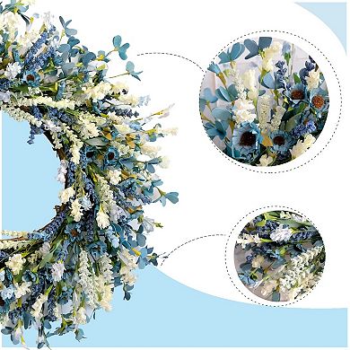 26" Lavender Flower Wreath Front Door Rustic Farmhouse Home Decor