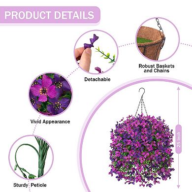 Artificial Hanging Flowers Basket Outdoor UV Resistant