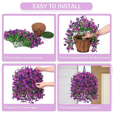 Artificial Hanging Flowers Basket Outdoor UV Resistant