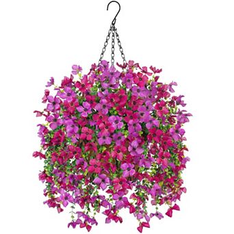 Artificial Hanging Flowers Basket Outdoor UV Resistant