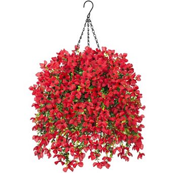 Artificial Hanging Flowers Basket Outdoor UV Resistant