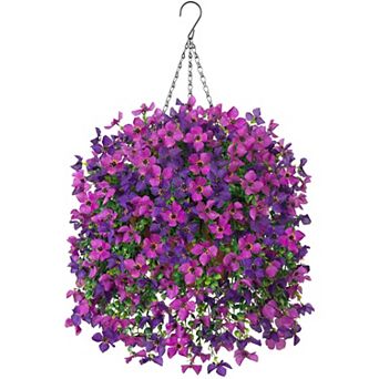 Artificial Hanging Flowers Basket Outdoor UV Resistant