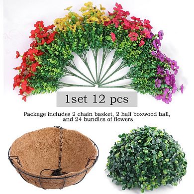2 Pack Artificial Orange Fall Mums Hanging Baskets
