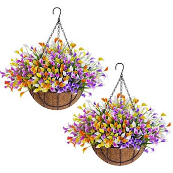 Artificial Outdoor Flowers Hanging Basket UV Resistant