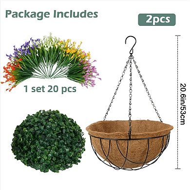 Artificial Outdoor Flowers Hanging Basket UV Resistant