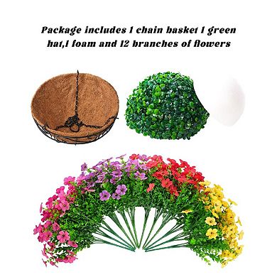 Artificial Hanging Flowers Basket UV Resistant Outdoor Decor