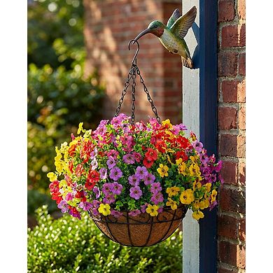 Artificial Hanging Flowers Basket UV Resistant Outdoor Decor