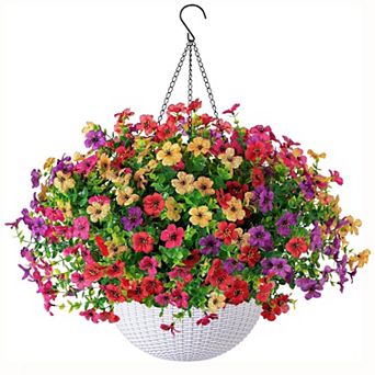 Artificial Faux Hanging Flowers Basket Outdoor Decoration