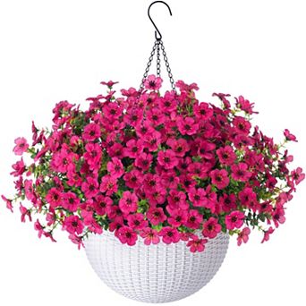 Artificial Faux Hanging Flowers Basket Outdoor Decoration