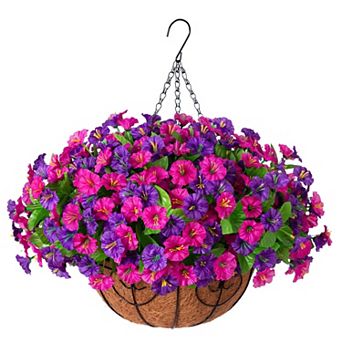 Artificial Hanging Morning Glory Flower Basket Decor