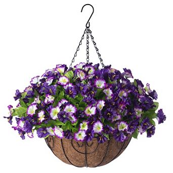 Artificial Hanging Morning Glory Flower Basket Decor
