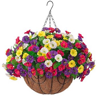 Artificial Hanging Morning Glory Flower Basket Decor