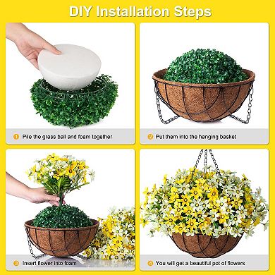 12" Artificial Hanging Flowers Basket Outdoor Decor