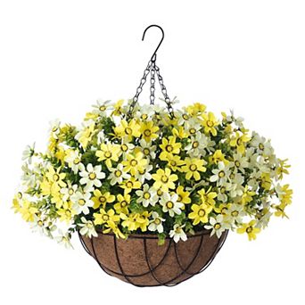 12" Artificial Hanging Flowers Basket Outdoor Decor
