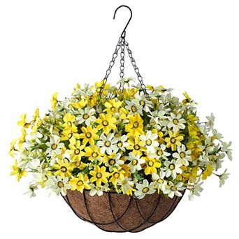 12" Artificial Hanging Flowers Basket Outdoor Decor