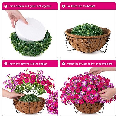 Artificial Hanging Silk Petunias Basket UV Resistant Outdoor Decor