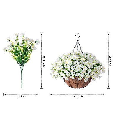 2 Packs Artificial Hanging Flower Baskets Outdoor UV Resistant