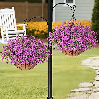 2 Packs Artificial Hanging Flowers Basket UV Resistant Outdoor Decor