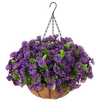 Artificial Hanging Flowers Basket Outdoor Faux Garden Decor