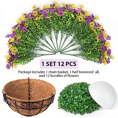Artificial Hanging Eucalyptus Basket UV Resistant Outdoor Decor