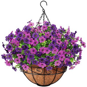 Artificial Hanging Eucalyptus Basket UV Resistant Outdoor Decor
