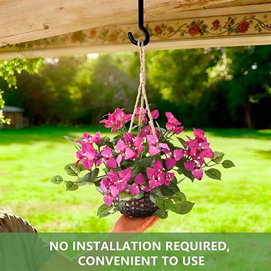 2PC Artificial Bougainvillea Hanging Basket UV Resistant Outdoor Decor