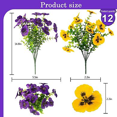 2pc Artificial Hanging Pansy Flowers With Baskets Outdoor Decor