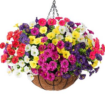 Artificial Hanging Morning Glory Eucalyptus Basket Outdoor Decor