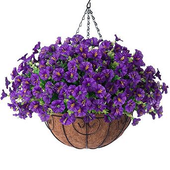 Artificial Hanging Morning Glory Eucalyptus Basket Outdoor Decor