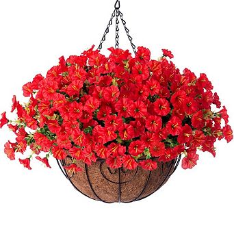 Artificial Hanging Morning Glory Eucalyptus Basket Outdoor Decor