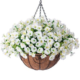 Artificial Hanging Morning Glory Eucalyptus Basket Outdoor Decor