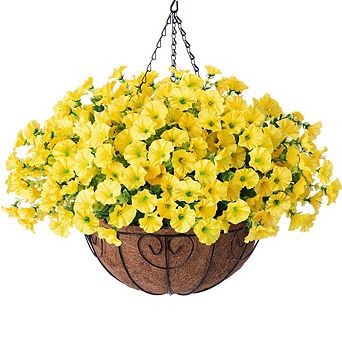 Artificial Hanging Morning Glory Eucalyptus Basket Outdoor Decor