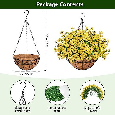 Artificial Hanging Flowers Outdoor Basket UV Resistant