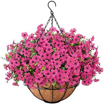 Artificial Hanging Flowers Outdoor Basket UV Resistant