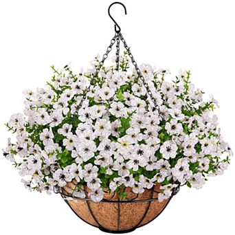 Artificial Hanging Flowers Outdoor Basket UV Resistant