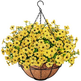 Artificial Hanging Flowers Outdoor Basket UV Resistant