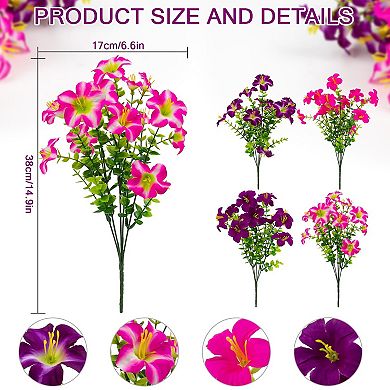 2pc Artificial Petunias Hanging Baskets Silk Flowers UV Resistant Outdoor Decor