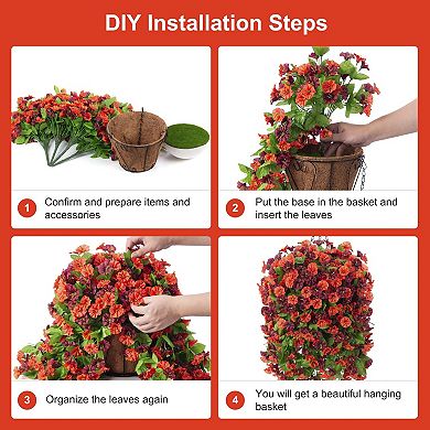 Artificial Morning Glory Hanging Basket Outdoor Decor