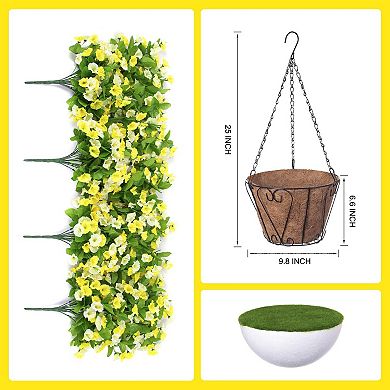 Artificial Morning Glory Hanging Basket Outdoor Decor