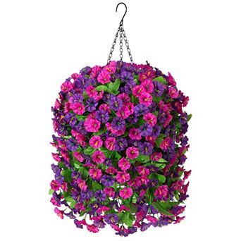 Artificial Morning Glory Hanging Basket Outdoor Decor