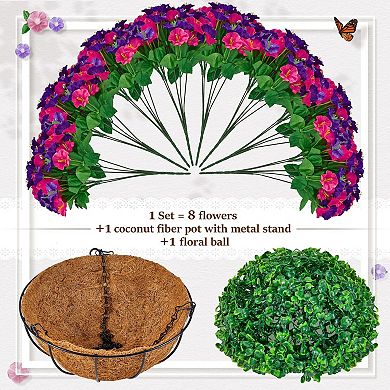 2pc Artificial Morning Glory Hanging Flower Baskets Outdoor Decor