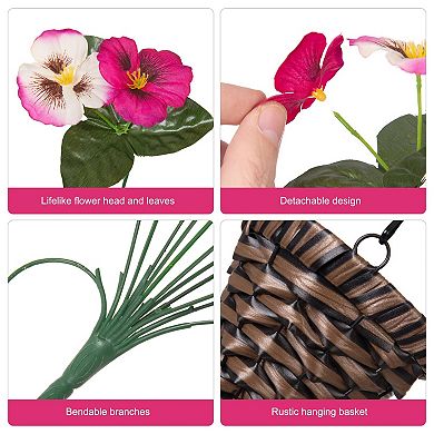 Artificial Pansy Hanging Basket UV Resistant Outdoor Silk Flowers