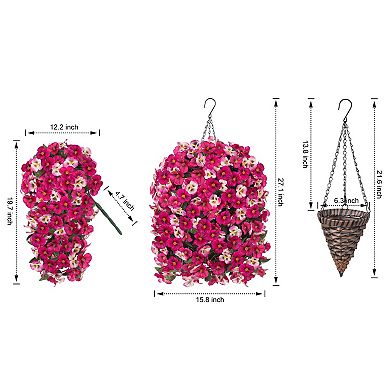 Artificial Pansy Hanging Basket UV Resistant Outdoor Silk Flowers